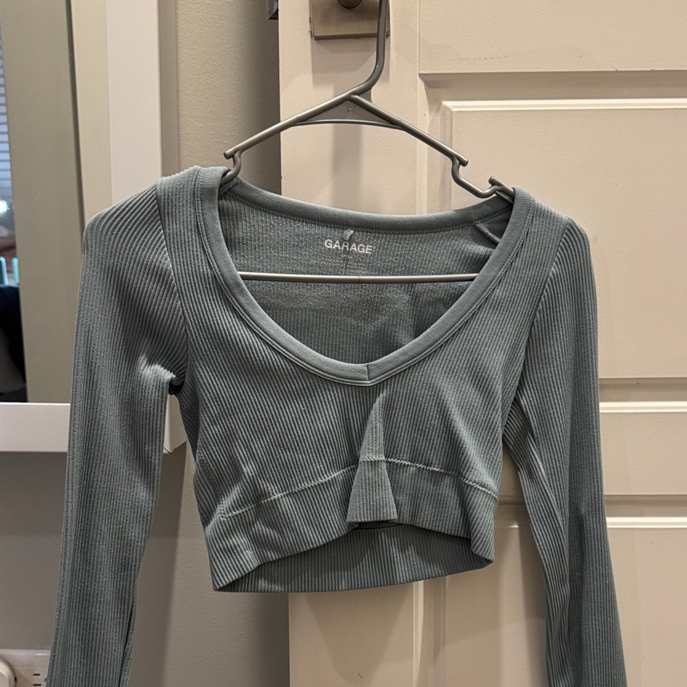 Garage Ribbed Crop Top - Teal